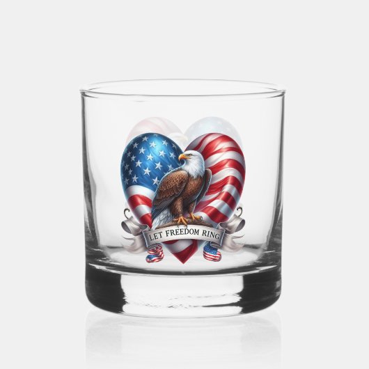 Laat Vrijheid Klinken Adelaarsharten Whisky Glas (Voorkant)