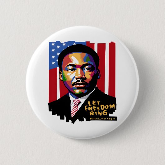 Laat vrijheid klinken, MLK Quote, Black History Ronde Button 5,7 Cm (Voorkant)