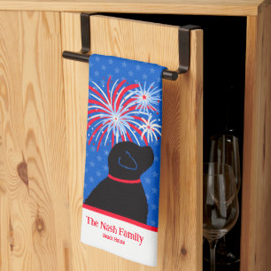 Laat Vrijheid Klinken Zwarte Hond Keukenhanddoek