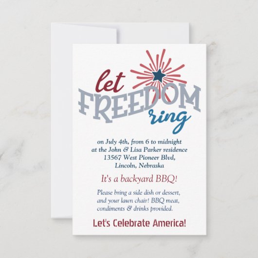 Laat Vrijheid Onafhankelijkheidsdag Feest luiden Kaart (Voorkant)