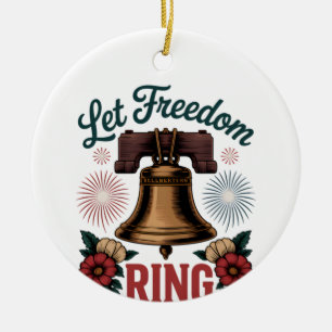 Laat vrijheid patriottisch klinken keramisch ornament
