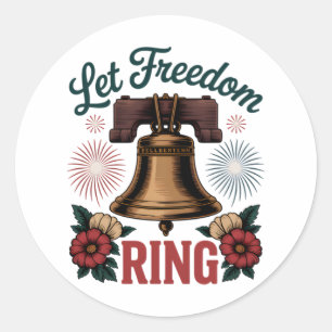 Laat vrijheid patriottisch klinken ronde sticker