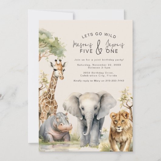 Laat Wild Joint Animal Verjaardag Uitnodiging (Voorkant)