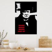 Laat Winston Churchill Motivation Pop Art nooit op Poster (Keuken)