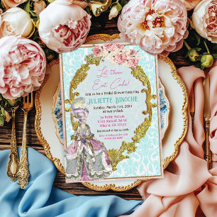Laat ze cake eten Marie Antoinette Bruiloftsfeest Kaart