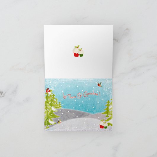 Laat ze cupcakes eten voor Kerstmis 2 Feestdagen Kaart (Binnen)