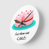 Laat ze de kake eten! Roze Cake Kitchen Clock Ronde Klok (Hoek)