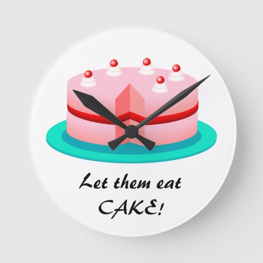 Laat ze de kake eten! Roze Cake Kitchen Clock Ronde Klok (Voorkant)