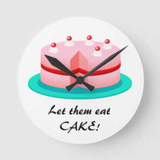Laat ze de kake eten! Roze Cake Kitchen Clock Ronde Klok