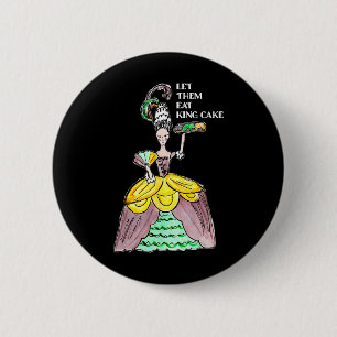 Laat ze eten King Cake Mardi Gras Food Lover Parad Ronde Button 5,7 Cm