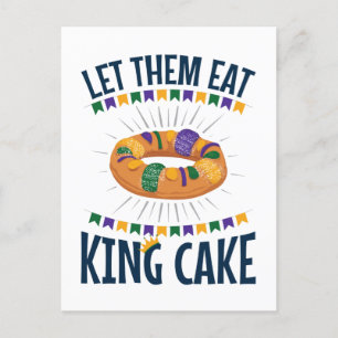 Laat ze hun eten met koning Cake Funny Mardi Gras Briefkaart