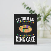 Laat ze hun eten met koning Cake Funny Mardi Gras Briefkaart (Staand voorkant)