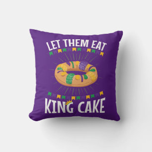 Laat ze hun eten met koning Cake Funny Mardi Gras Kussen