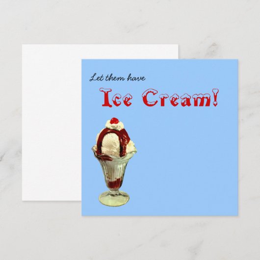 Laat ze ijs hebben.  Sundae Uitnodiging (Voorkant / Achterkant)