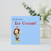 Laat ze ijs hebben.  Sundae Uitnodiging (Staand voorkant)
