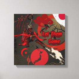 Laat ze komen, Japanse samoerai krijger Canvas Afdruk