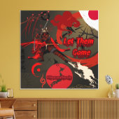 Laat ze komen, Japanse samoerai krijger Canvas Afdruk (Insitu (Woonkamer))