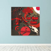 Laat ze komen, Japanse samoerai krijger Canvas Afdruk (Insitu (Houten vloer))