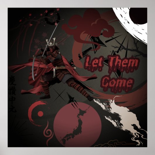 Laat ze komen, Japanse samoerai krijger Poster (Voorkant)
