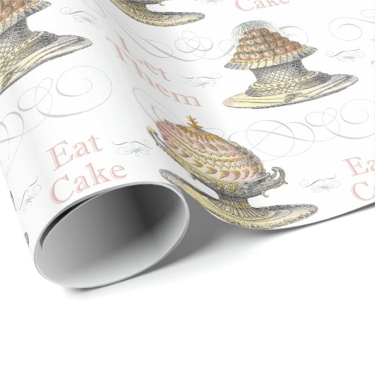 Laat ze taart eten  Franse huwelijksverjaardag Cadeaupapier (Rol Hoek)
