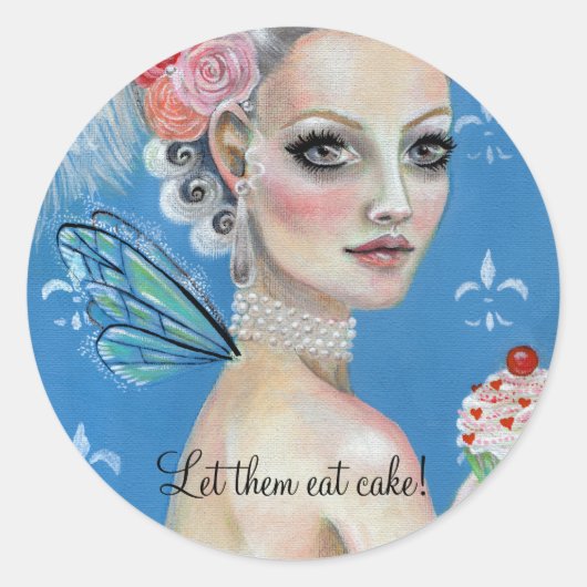 Laat ze taart eten Marie Antoinette Ronde Sticker (Voorkant)