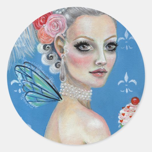 Laat ze taart eten ronde sticker (Voorkant)