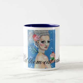 Laat ze taart eten tweekleurige koffiemok