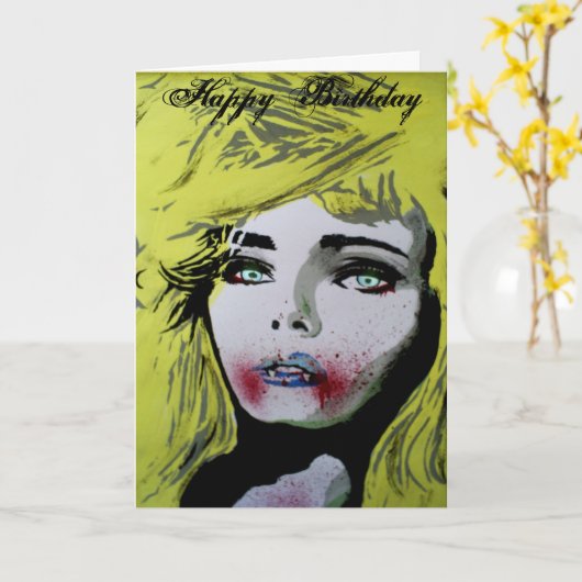 'Laat ze taart eten' Verjaardag Kaart (Gele Bloem)