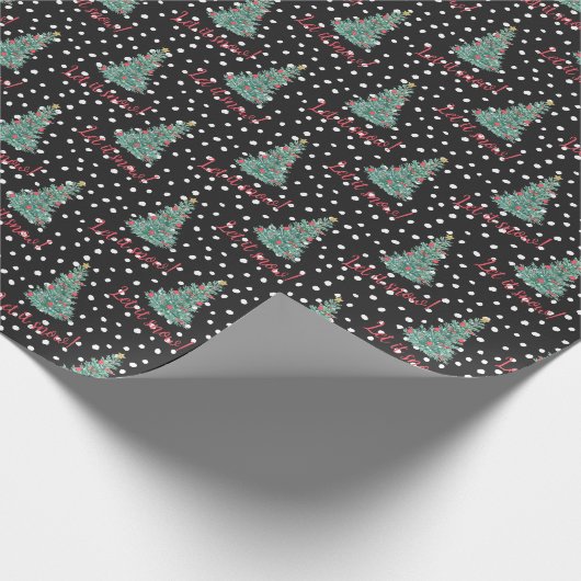 Laat zijn sneeuwkerstboom  zwart cadeaupapier (Hoek)