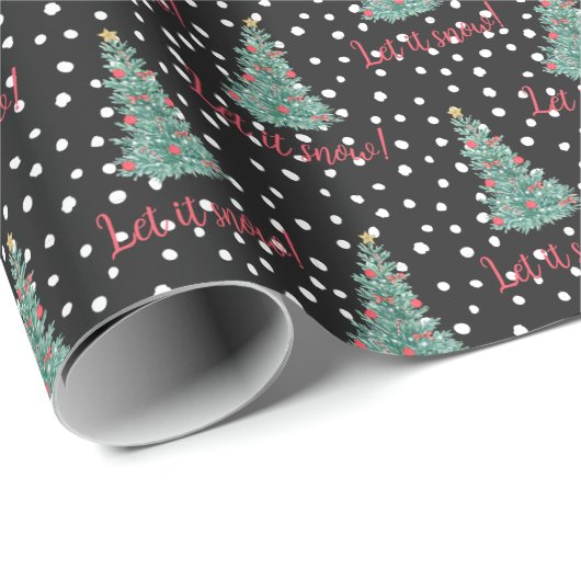 Laat zijn sneeuwkerstboom  zwart cadeaupapier (Rol Hoek)