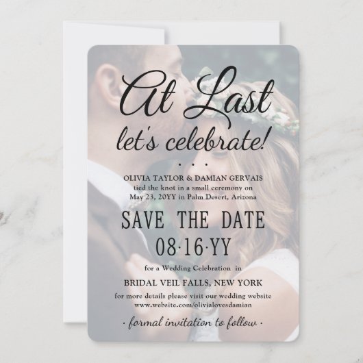 Laatste 2 foto Eenvoudige overlay Wedding Celebrat Save The Date (Voorkant)