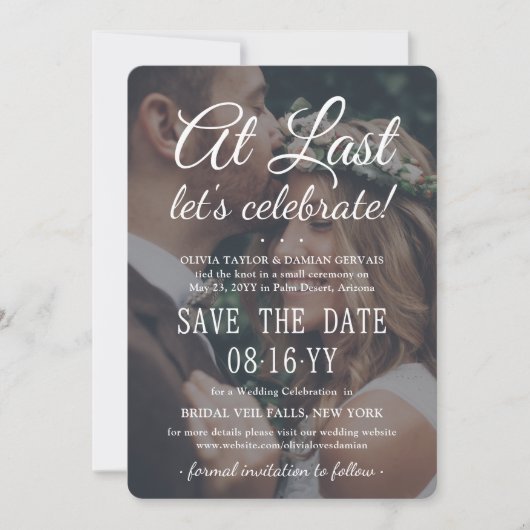 Laatste 2 foto Eenvoudige overlay Wedding Celebrat Save The Date (Voorkant)