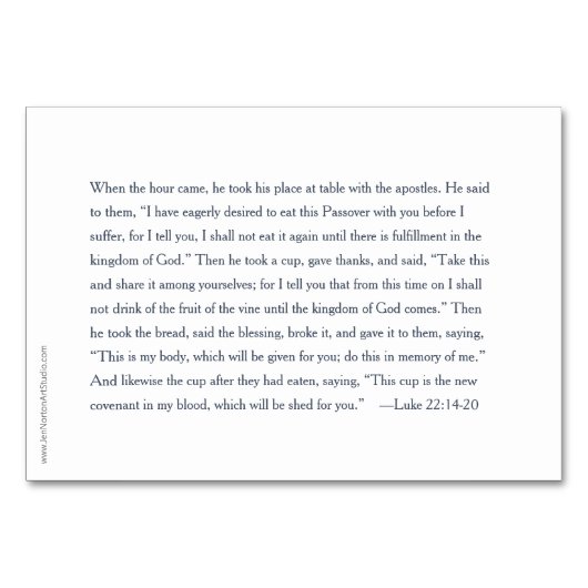 Laatste Avondmaal, Lukas 22, Kaart voor de week (Achterkant)