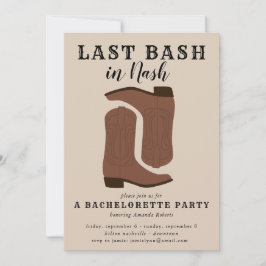Laatste Bash in Nash Bachelorette Boots Invitation Kaart