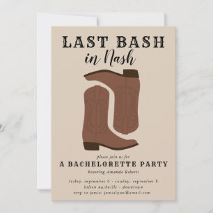 Laatste Bash in Nash Bachelorette Boots Invitation Kaart
