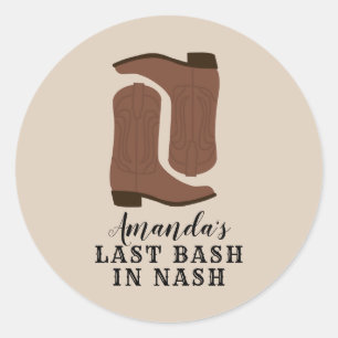 Laatste Bash in Nash Bachelorette Boots Ronde Sticker