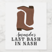 Laatste Bash in Nash Bachelorette Boots Wijn Etiket (Enkel label)