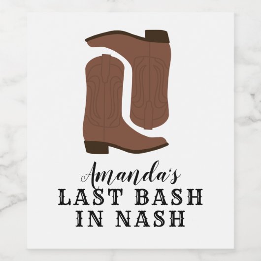 Laatste Bash in Nash Bachelorette Boots Wijn Etiket (Enkel label)