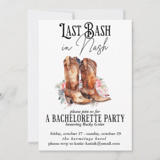Laatste Bash in Nash Bachelorette Party Floral Kaart