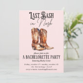 Laatste Bash in Nash Pink Cowgirl Bachelorette Par Kaart (Staand voorkant)