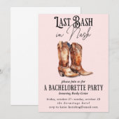 Laatste Bash in Nash Pink Cowgirl Bachelorette Par Kaart (Voorkant / Achterkant)
