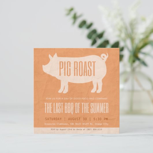 Laatste BBQ van Summer Pig Roast Party Kaart (Staand voorkant)