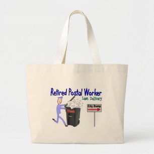Laatste bezorging van postpersoneel in ruste grote tote bag