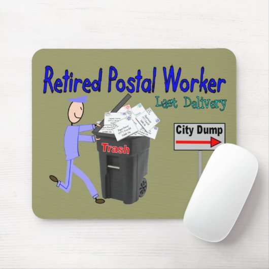 Laatste bezorging van postpersoneel in ruste muismat (Met muis)