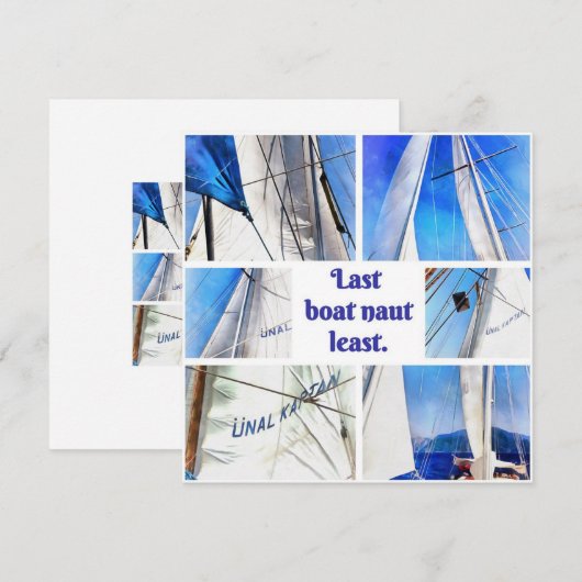 Laatste boat Naut Minst Pun Artistieke Witte Zeema Save The Date (Voorkant / Achterkant)