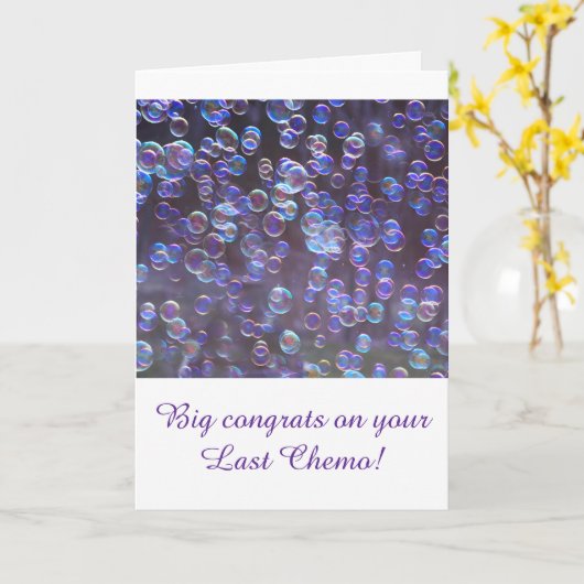 Laatste chemo viering bubbels kaart (Gele Bloem)