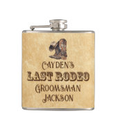 Laatste Cowboy Rodeo Aangepast Bruiloftsfeestje Heupfles (Voorkant)