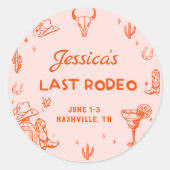 Laatste Cowgirl-Avond voor de Bruiloft Ronde Sticker (Voorkant)