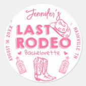 Laatste Cowgirl Bruidsfeestje Rodeo Ronde Sticker (Voorkant)