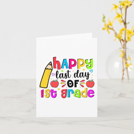 Laatste dag van 1e klas schoolstudent afgestudeerd kaart (Gele Bloem)